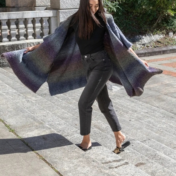 Free people + SAACHI Hooded Ombre Blue Poncho/Kimono Cardigan Size OS NWT$232 - Picture 13 of 15